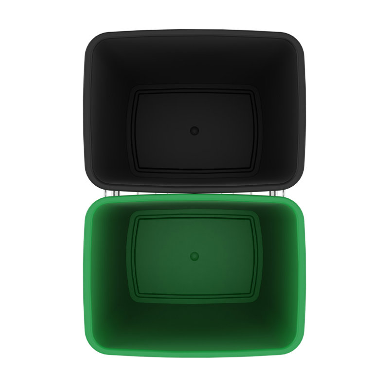 Rev-A-Shelf Double Pullout Trash Can 35 qt. for Kitchen , Green/Black