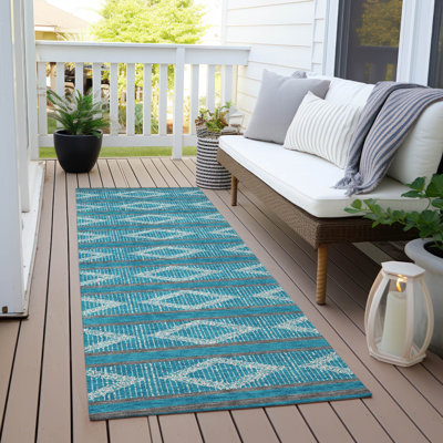 Tapis bleu sarcelle lavable intérieur / extérieur Lume 