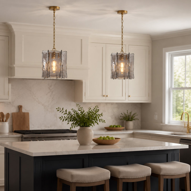 Quitman 1-Light Dimmable Pendant, 15" H x 11.8" W x 11.8" D