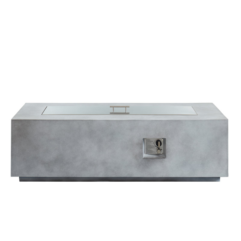 Table de foyer d'extérieur au propane en béton avec couvercle H 18 po x l 60 po Akera