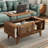 Denicka Mid-Century Modern Coffee Table with Storage,Lift Top Coffee Table with Slatted Sliding Door for Living Room,Walnut