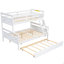 Lit simple superposé au dessus d'un lit double avec échelle, lit gigogne simple, barrière de sécurité