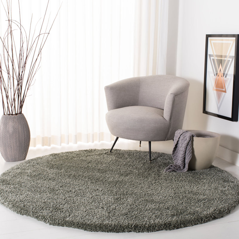 Elidge Shag Performance Solid Color Rug, Round 6'7"