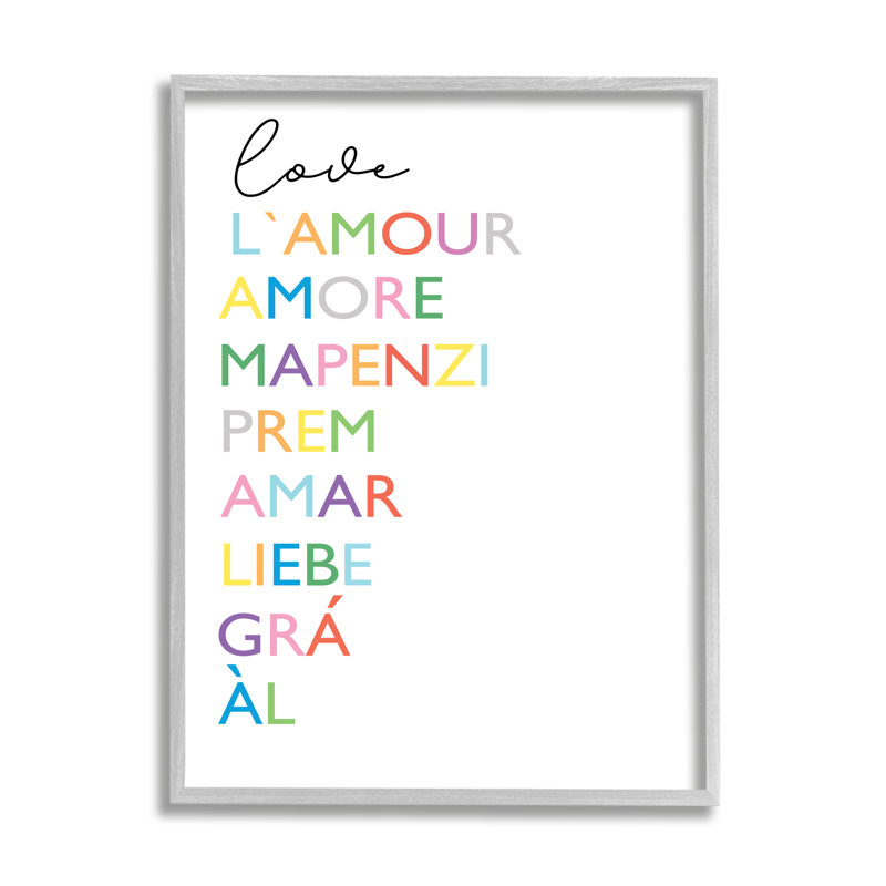 Amour, termes romantiques - art textuel, H 14 po x l 11 po, Estampe numérique Farmhouse