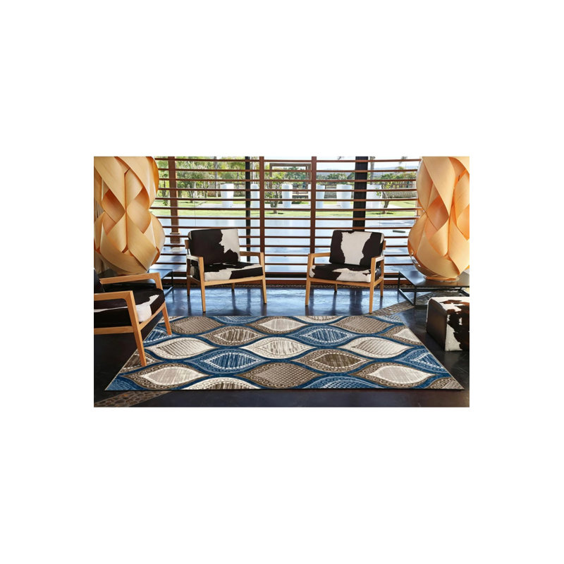 Salon bleu à motif de café Suzani, Rectangle 3 pi 4 po x 6 pi 7 po