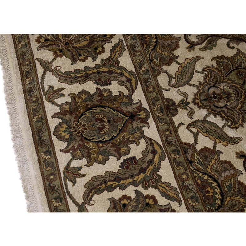 Tapis ivoire / brun noué à la main de haute qualité Trinity