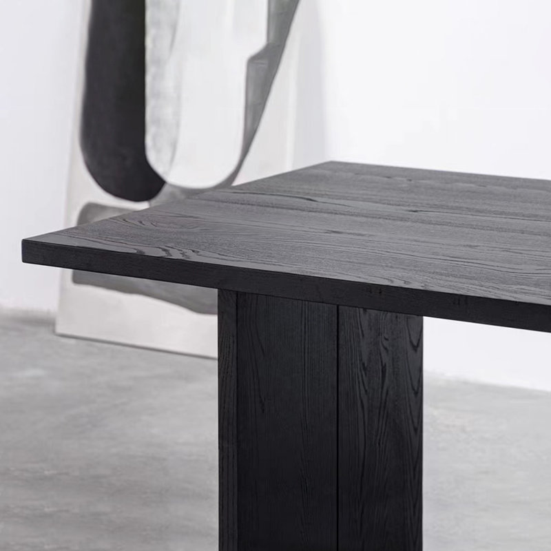 62.99" Black Rectangular Solid Wood Dining Table, 29.53"H x 86.61"L x 35.43"W