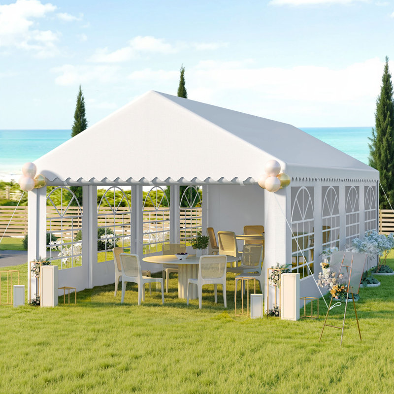 Outdoor White Party Tent with Windows, 13 (ft) W x 26 (ft) D