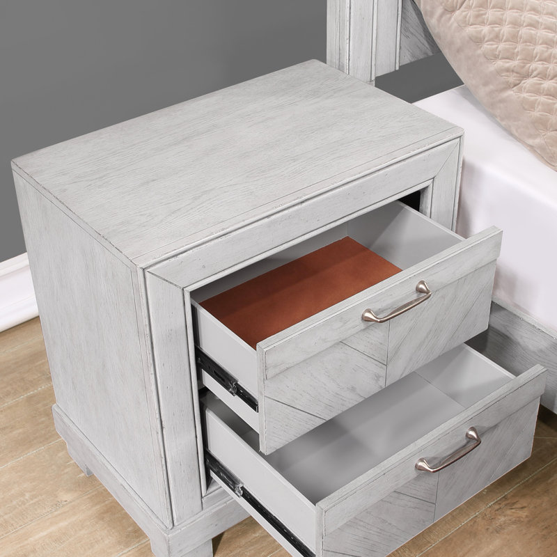 Tiroirs entièrement extensibles - Table de chevet - Argent perle