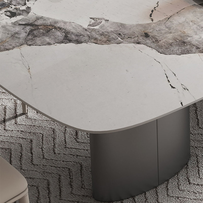 Plateau de table en marbre de luxe avec acier inoxydable
