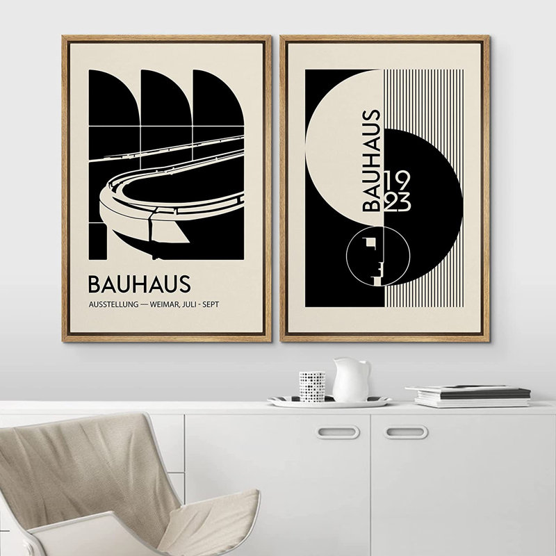 Art classique, blocs de couleurs, impression sur toile, ensemble d'art mural Bauhaus, H 24 po x l 32 po x P 1,5 po, Blanc
