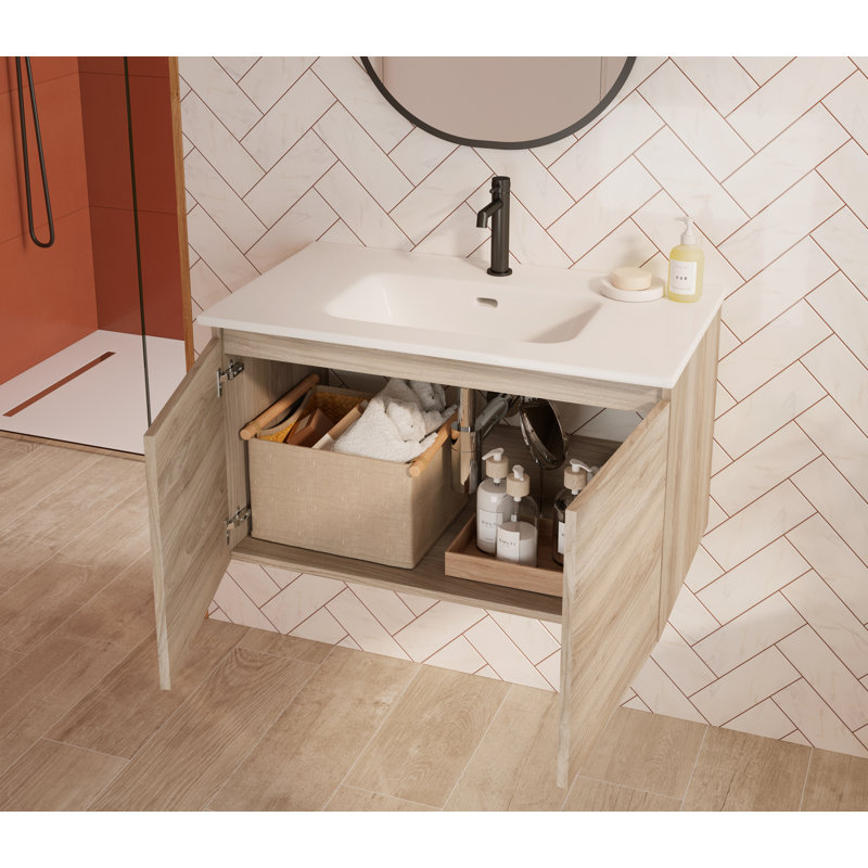 Santori 36'' Single Bathroom Vanity with Ceramic Top, Pine