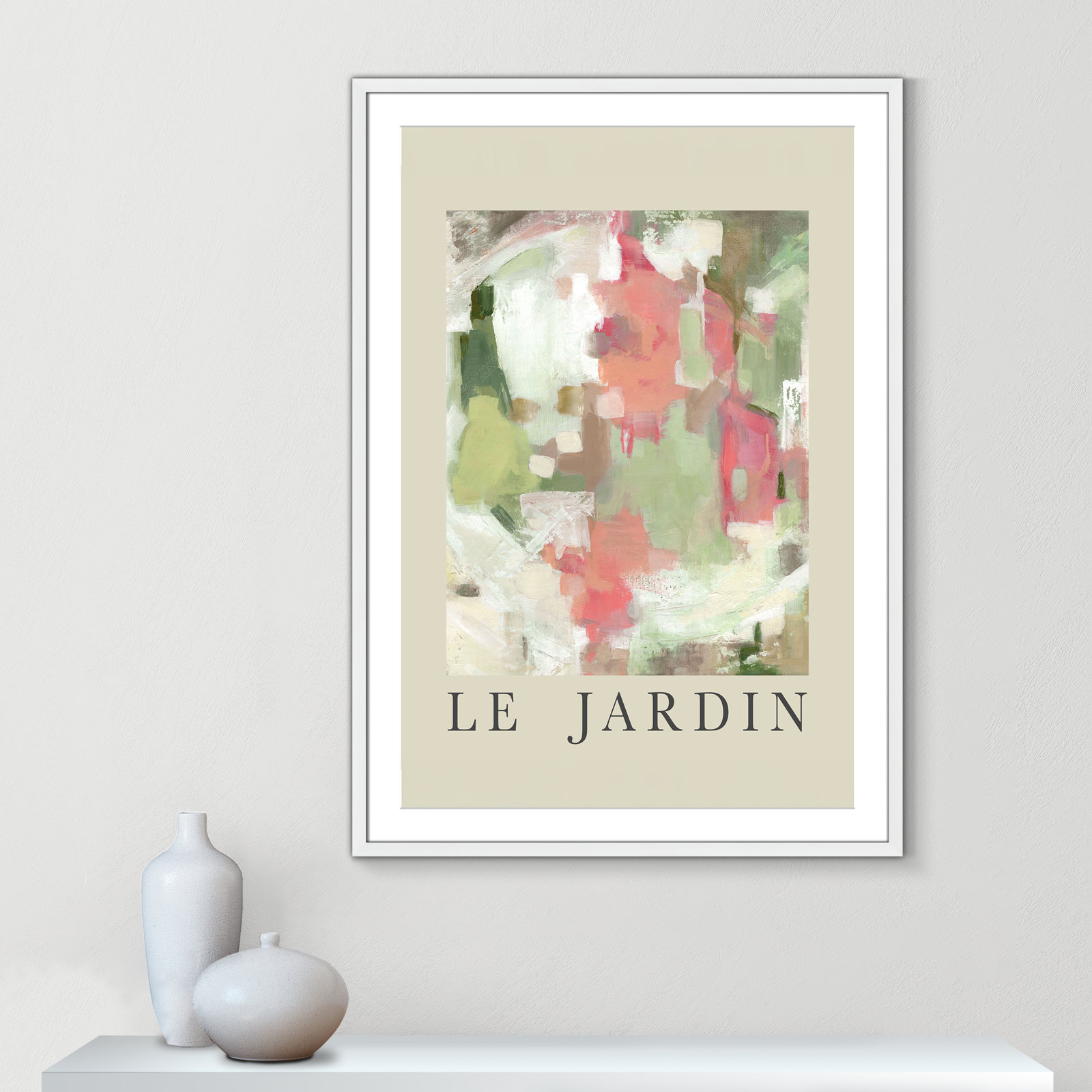 Riya "Le Jardin" Print by Carol Robinson, White Single Picture Frame, Yes, 41.5" H x 29.5" W x 1.25" D