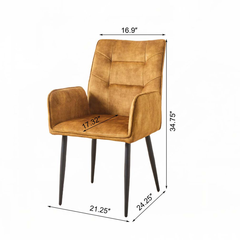 Ensemble de 2 chaises de salle à manger rembourrées Modern Velvet, Jaune