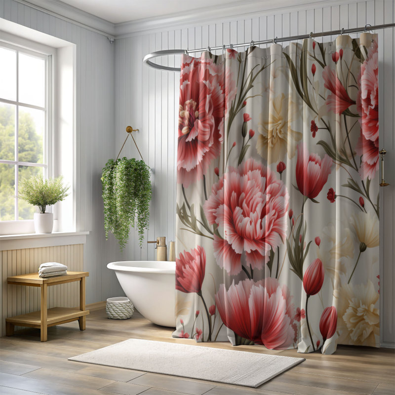 Rideau de douche Carnation Grace - Premium, H 74 po x l 71 po