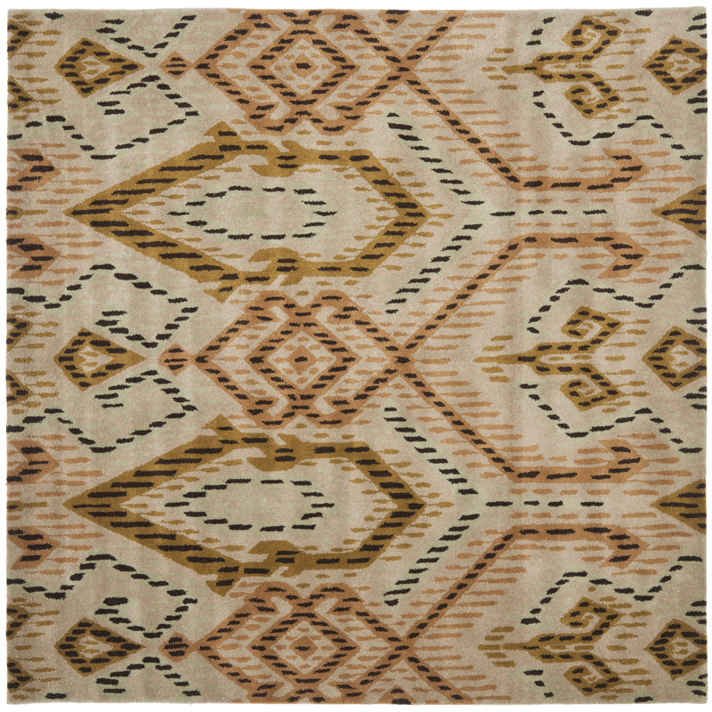 Eaton Wyndham Hand Tufted Wool Geometric Rug, Square 7'
