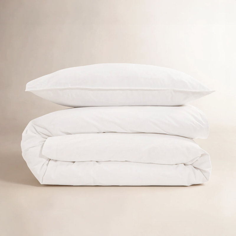 Parker Modern & Contemporary Duvet Cover, Twin Duvet Cover + 1 Standard Sham, White, Percale