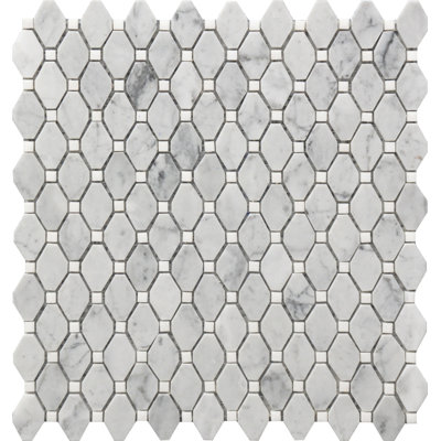 White Marble Rhombus 12x12 Mosaic Tile – Geometric Tile for Kitchen, Backsplash, Bathroom & Shower Wall (set of 11))
