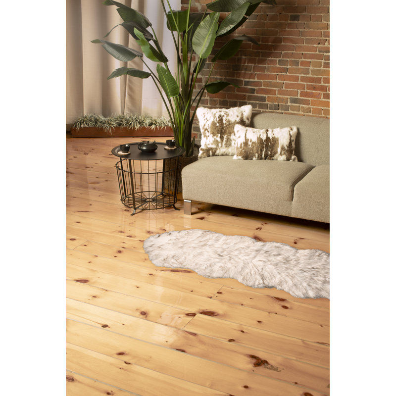 Laperle Gradient Chocolate Faux Sheepskin Fur Area Rug, 2' x 6'
