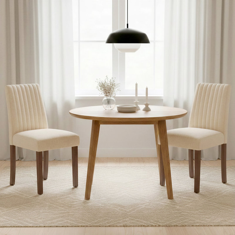 48cm H Fabric Upholstered Upholstered Back Side Chair, Beige