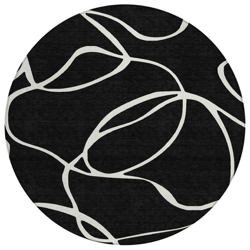 Tapis rond noir 8 po
