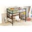 Lit mezzanine double en métal avec bureau et grille en métal, noir