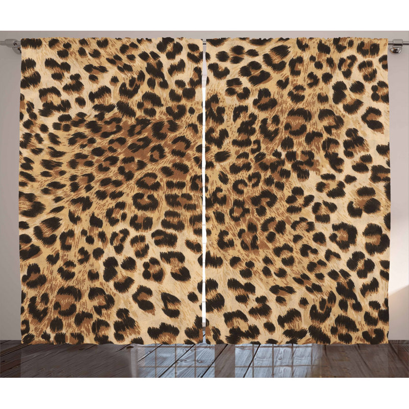 Leopard 2-Piece Pinch Pleat/Tab Top Blackout Thermal Curtains, 245cm H x 140cm W