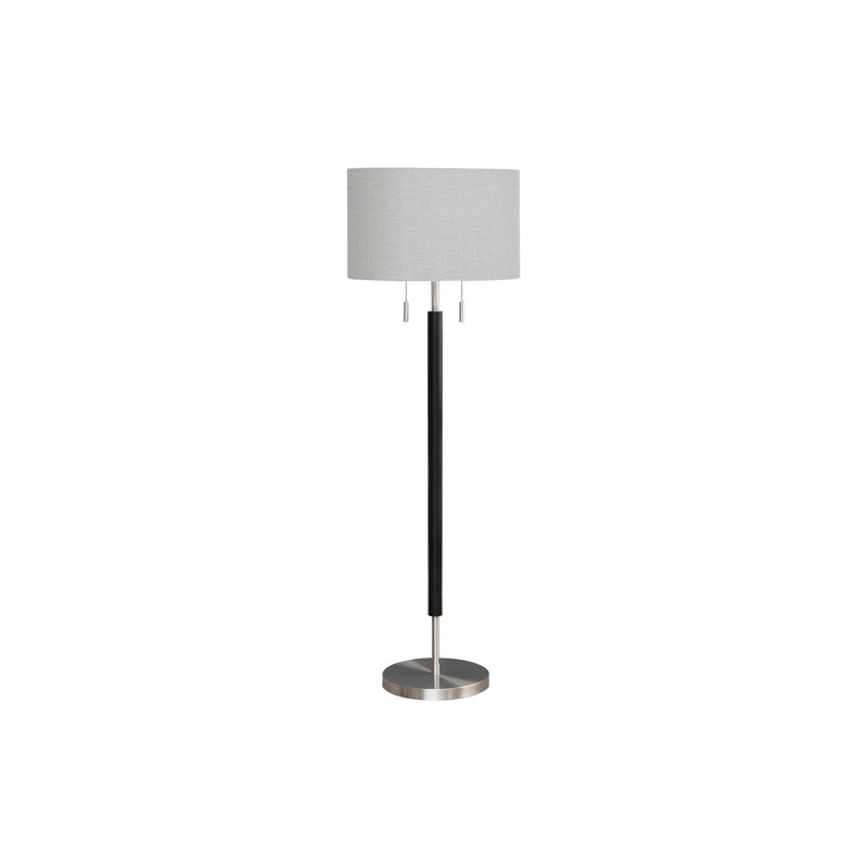 Lighting, 60"h, Nickel Metal, Grey Shade, Contemporary
