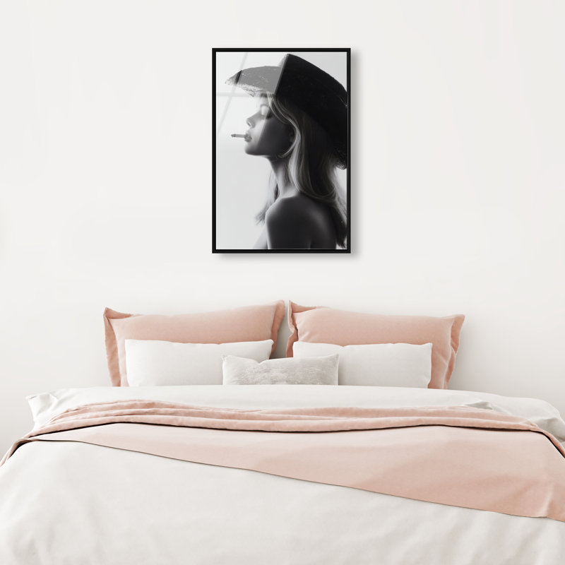 Desert Cowgirl Print, 37"H x 25"W, Black Floater Frame
