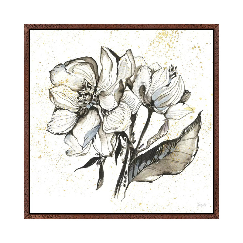 Elegance III by Kristy Rice - Print on Canvas, 45.72cm H x 45.72cm W x 3.81cm D, Classic Brown Wood Framed