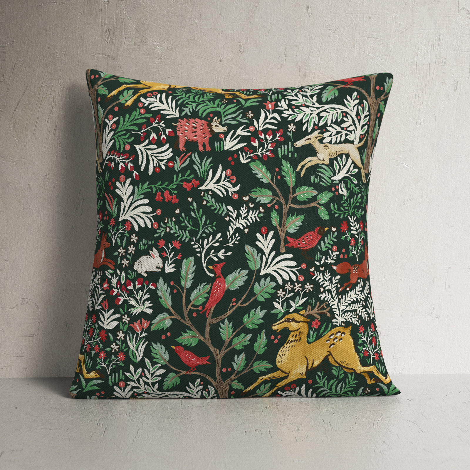 Foxe Toile Indoor/Outdoor Throw Pillow, 18" x 18", Green