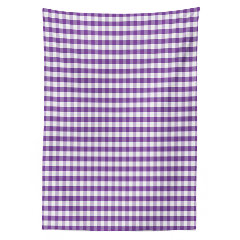Checkered Dining Room Kitchen Tablecloth, 70" L x 52" W, Purple