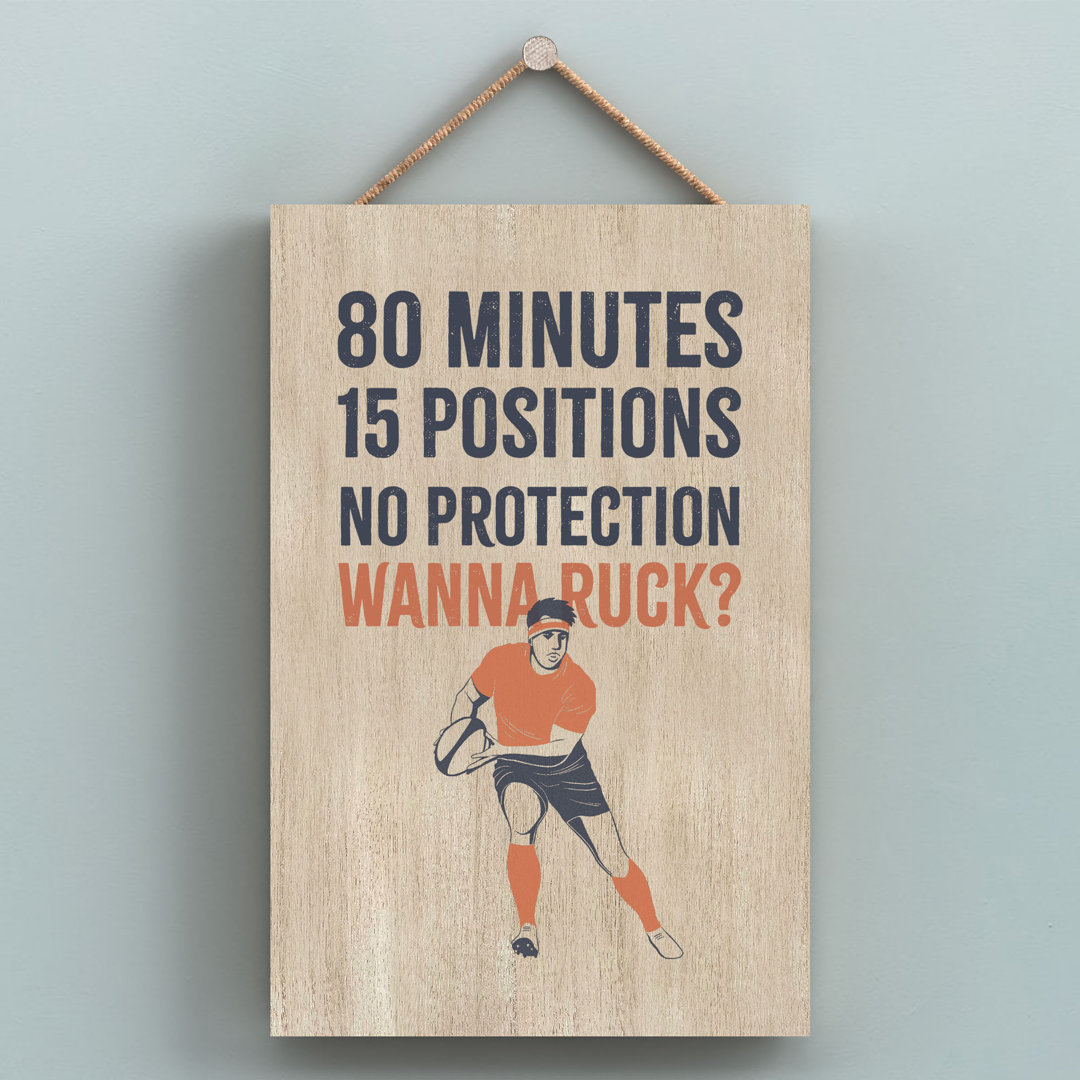 Rugby Wanna Ruck Humorous Hobby Typography Wooden Hanging Plaque - Image 2