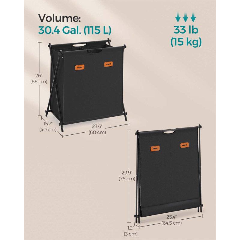 Bhargava Laundry Hamper with Handles, Black