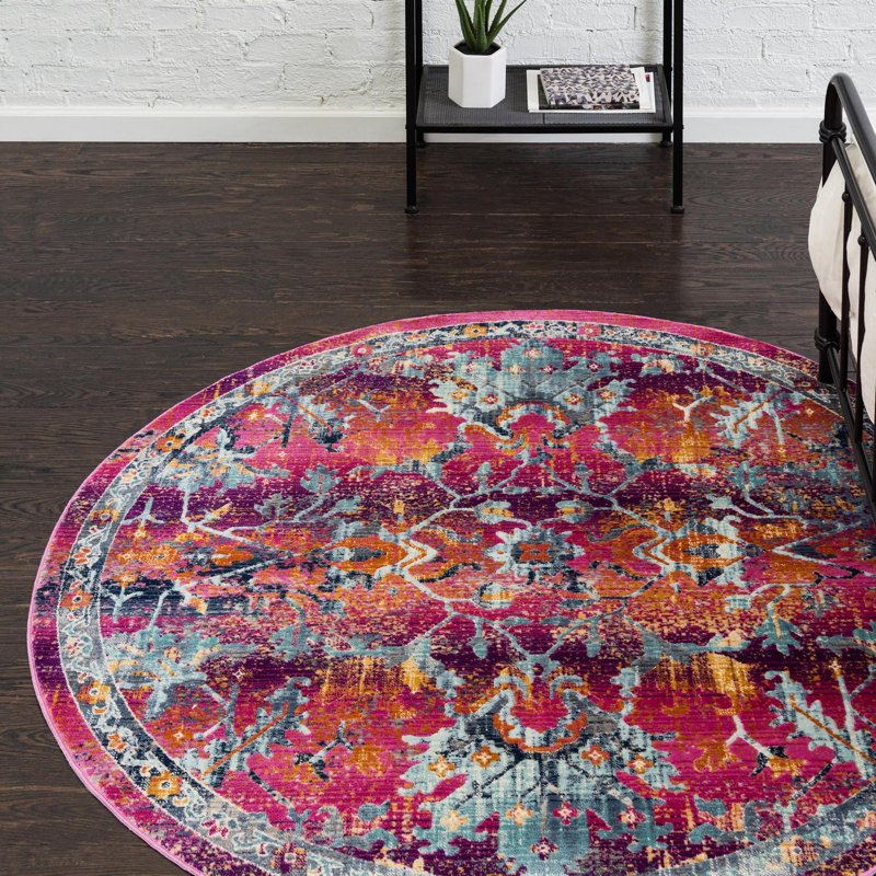 Floral Indoor Rug, Round 3'7"