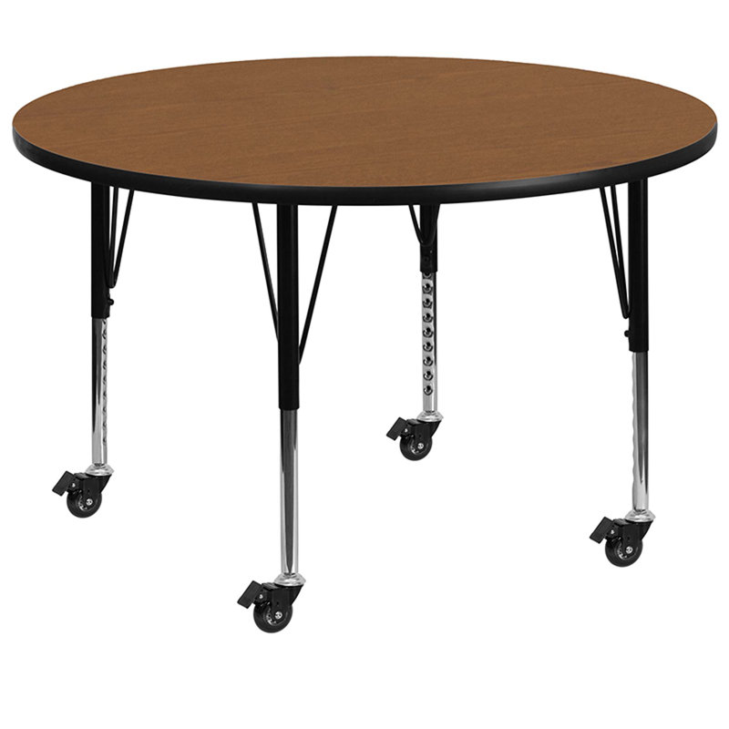 Table ronde mobile en stratifié Goddard, L 42 po x P 42 po x H 17,37 po à 25,37 po, Chêne