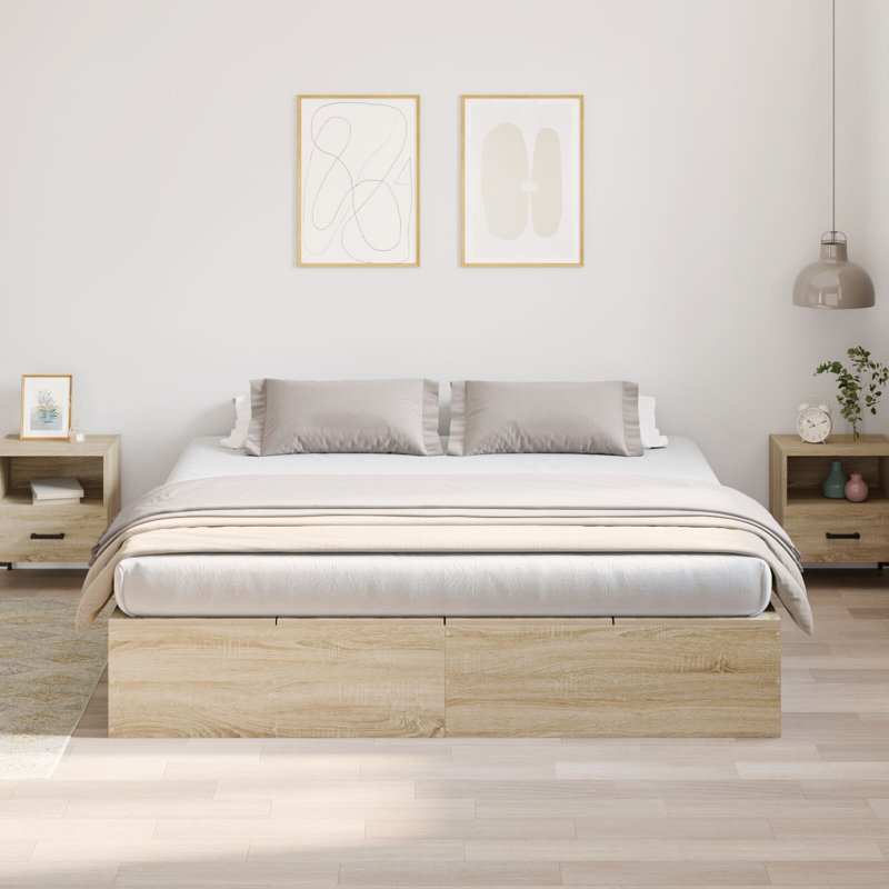 Storage Bed Frame, 200 x 200 cm, Sonoma Oak