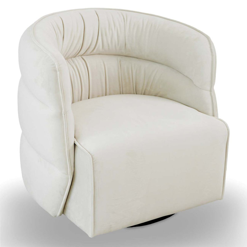 Chaise pivotante moderne en velours Walden, Velours crème