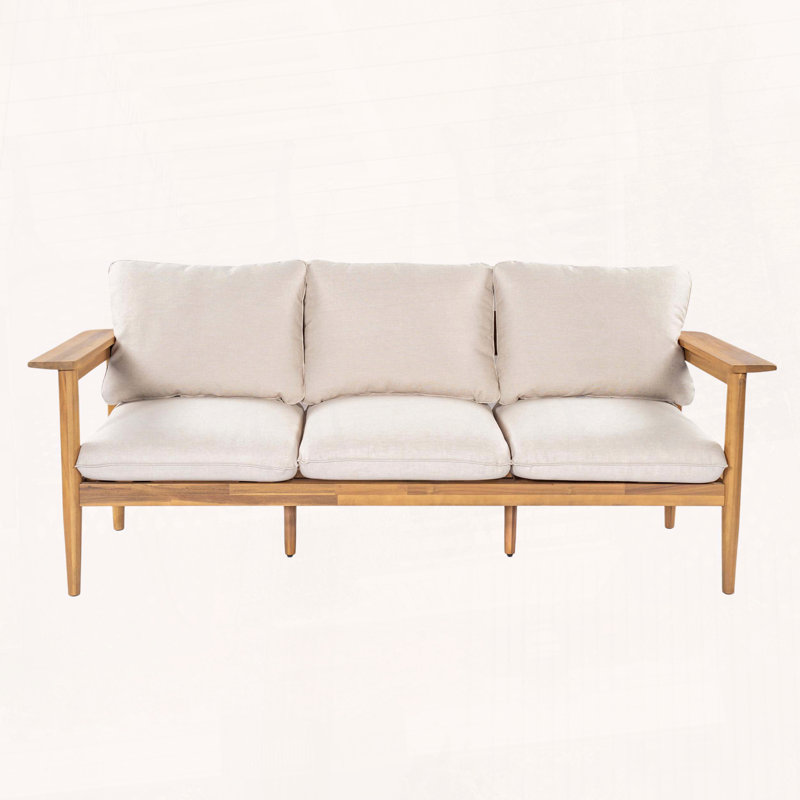 Outdoor Acacia Wood 3-Seater Sofa