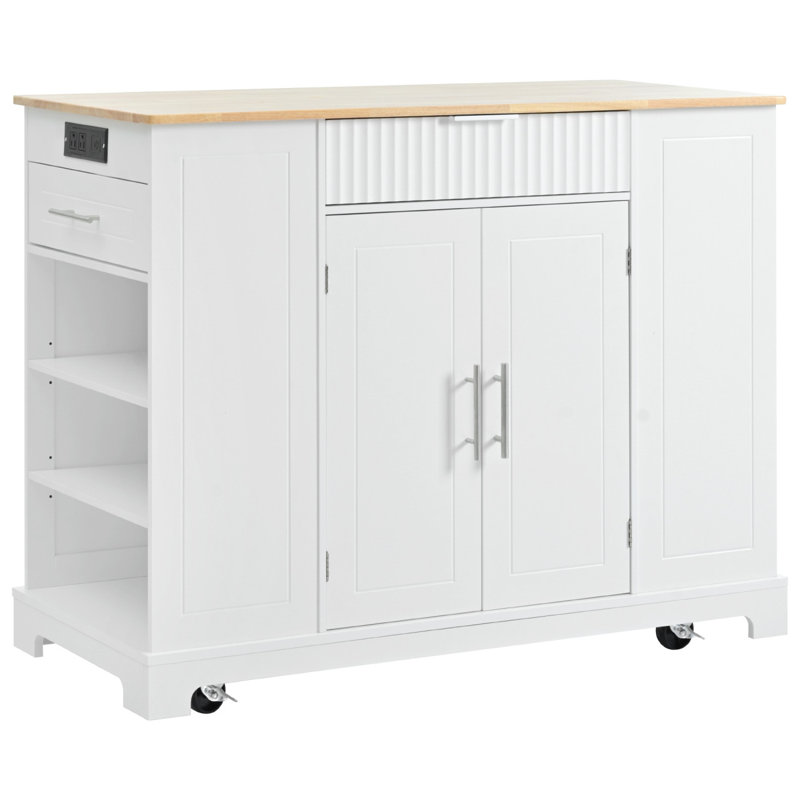 Versatile Kitchen Island with Exceptional Functionality and Stylish Flair, White