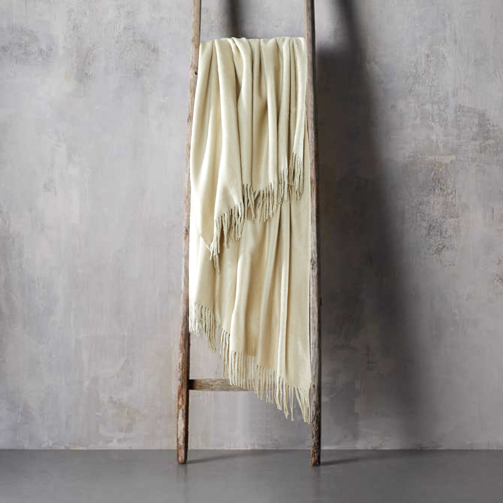 Adonia Silk Throw Blanket, Ivory
