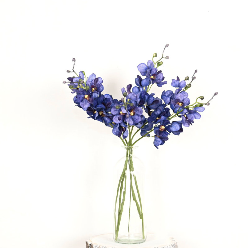 Arrangement floral orchidée artificielle 22 po dans un vase en verre, Blue