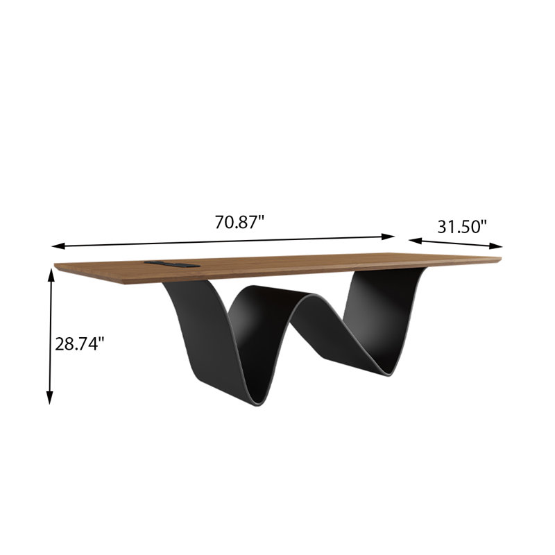 Bureau en bois massif brun simple et moderne de 70,87 po, H 28,74 po x l 70,87 po x P 31,5 po