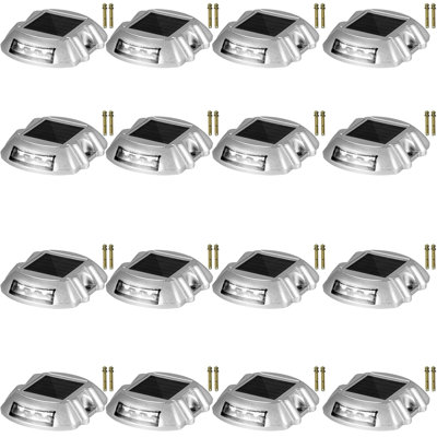 Driveway Lights 16-Pack, Solar Driveway Lights With Switch Button, Solar Deck Lights Waterproof, Wireless Dock Lights 6 Leds For Path Warning Garden Walkway Sidewalk Steps, LED Bright Blue