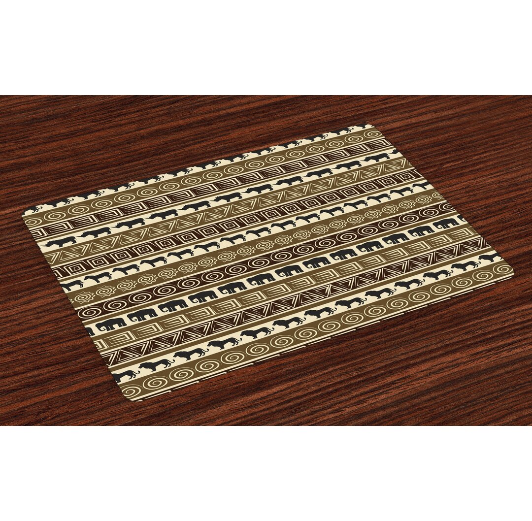 Platzmatten, Afrika Theme Stripes Tiere, Geometrisch, Schwarz und Braun