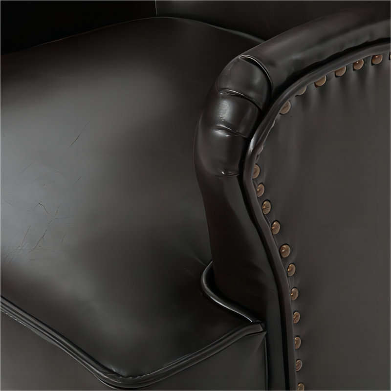 Fauteuil à oreilles Barnard, Tissu brun foncé