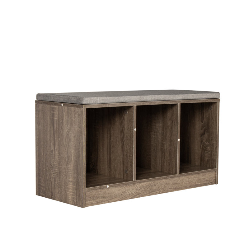 Cotton Upholstered Storage Bench, Brown