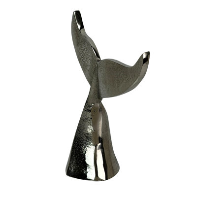 Serre-livres en aluminium moulé, motif queue de baleine côtière, lot de 2, couleur argent métallisé, hauteur 18 cm