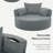 Oversized Chenille Round Accent Chair With Wide Seat, 360° Swivel Base, And Throw Pillows Included-1709952758