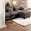 Canapé modulaire en chenille avec repose-pieds Compression Modern